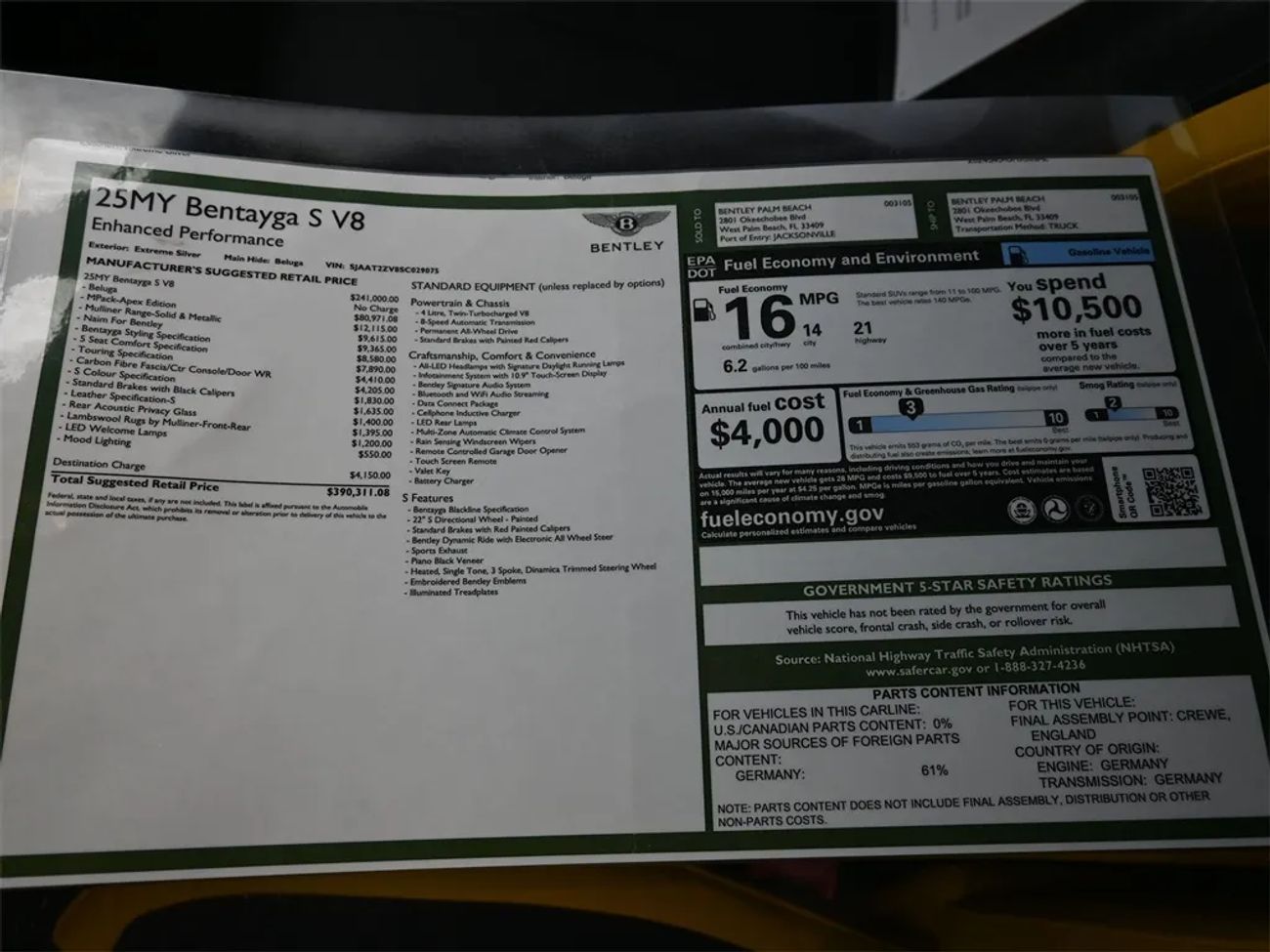 BENTLEY BENTAYGA S BLACK EDITION V8 SPORT UTILITY 4D